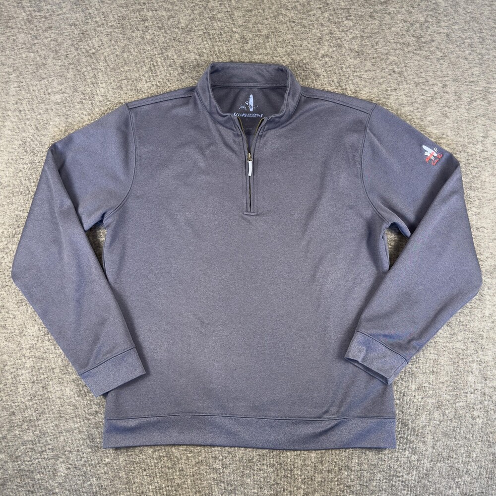 Johnnie-O Sweatshirt Mens Large Blue 1/4 Zip Mock Neck Pullover Fleece Twin Fin